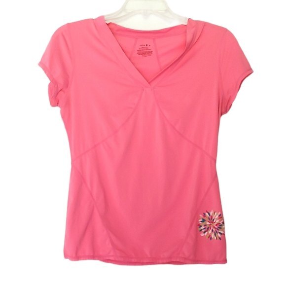 Zella Pink Flower Activewear Workout Shirt Medium - Picture 1 of 6